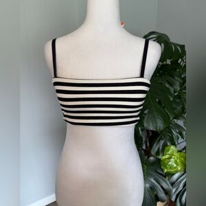 Black and White crop/Striped Top size M